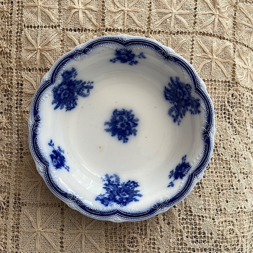 Astoria Flow Blue Veggie Serving Bowl New Wharf Pottery Vintage Antique England